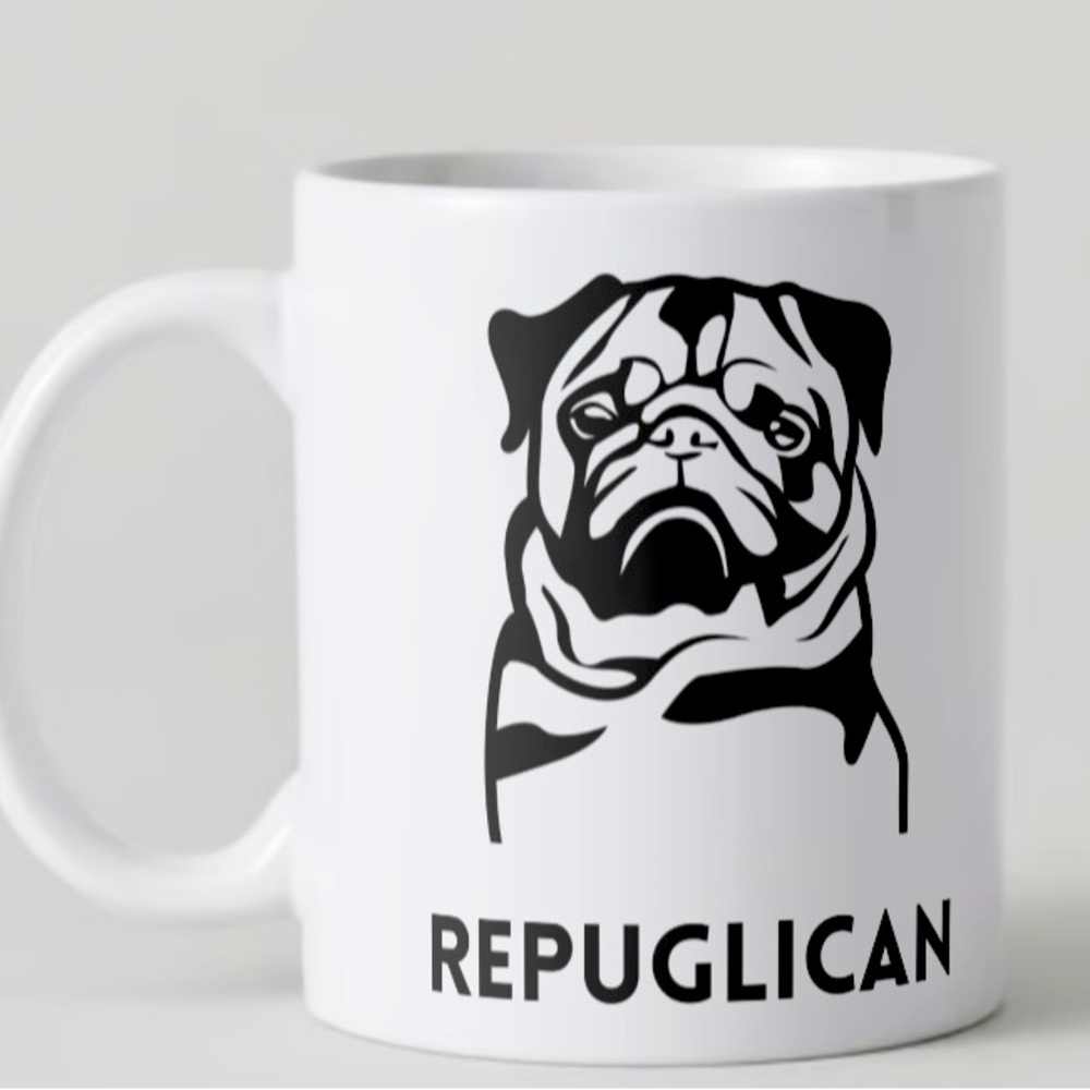 HANDMADE Pug “REPUGLICAN” Ceramic Mug